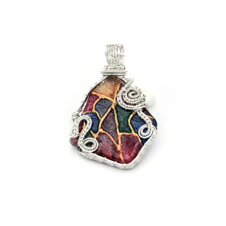 Gaui inspired pendant, multicoloured glass pendant