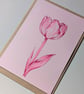 Pink Tulip Flower Hand Painted Ink Illustration A6