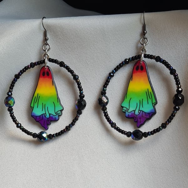 Large Rainbow Ghost Earrings 