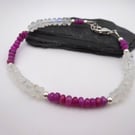 rainbow moonstone and ruby gemstone earrings
