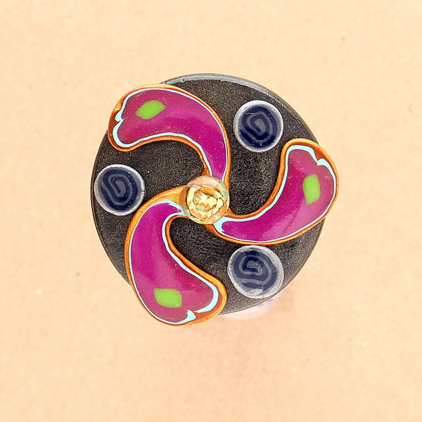 Celtic Triskel Brooch - Handmade Polymer Clay Pin Brooch - Craft Jewellery