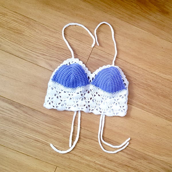 Two tone halter top lilac and white. U.K. size small (S). Size 8.