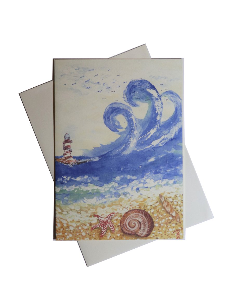 Seascape Greeting Card featured the original watercolour painting by BettyShek