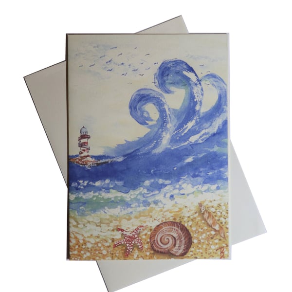 Seascape Greeting Card featured the original watercolour painting by BettyShek