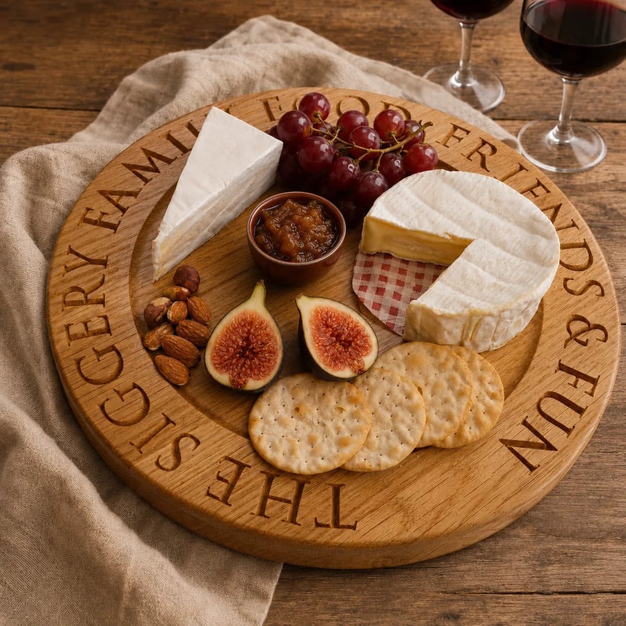 Personalised Oak Cheeseboard – Handmade Engraved Gift