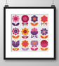 061B Cross Stitch Cute Patchwork Summer Retro Flowers Pinks and Oranges Pattern - Image 5
