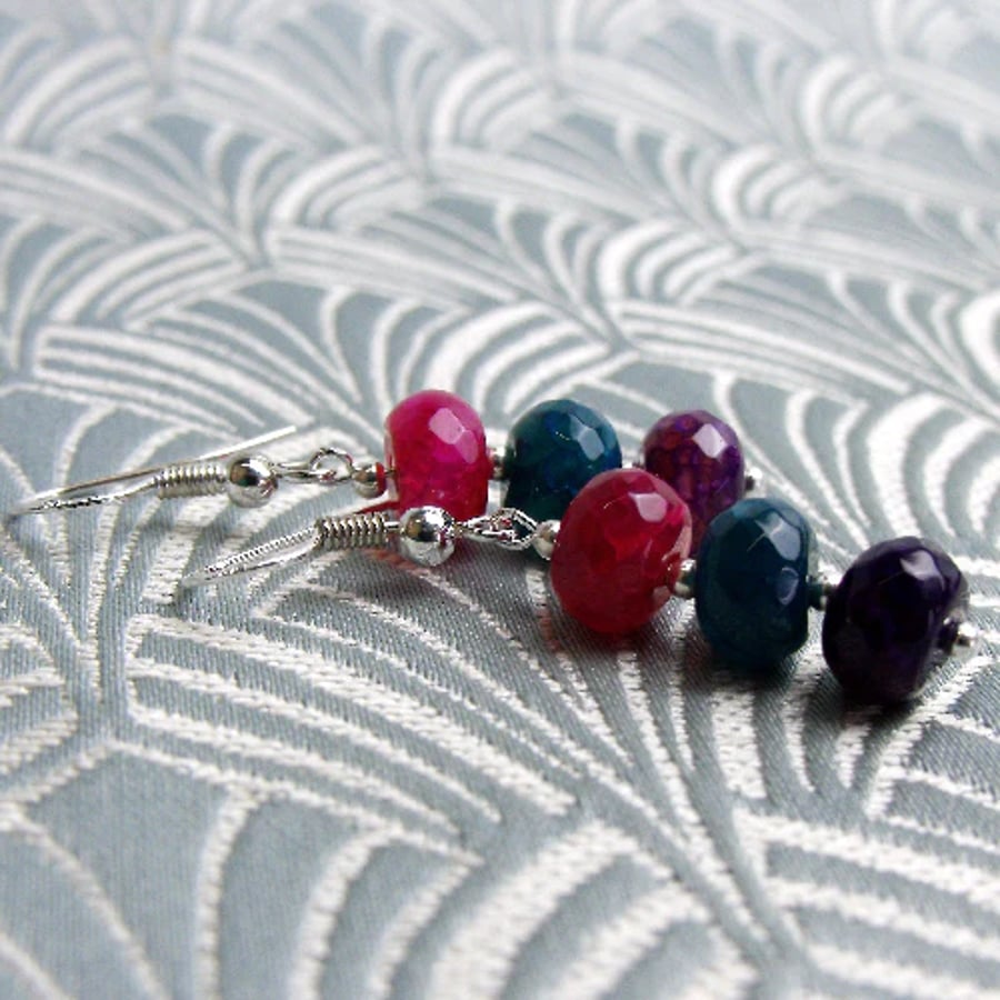 Semi-Precious Stone Dangle Earrings UK, Handmade Earrings CC52