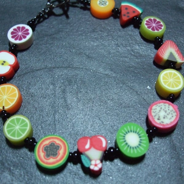 Tutti Frutti Collection Fruit Salad Kitsch Polymer Clay Bracelet
