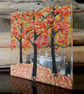 Handmade Fused Glass 'Autumn Tree' T Light Holder - Image 4