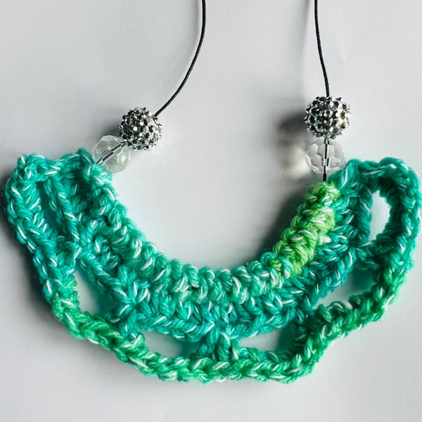 Handmade crochet lace bib necklace