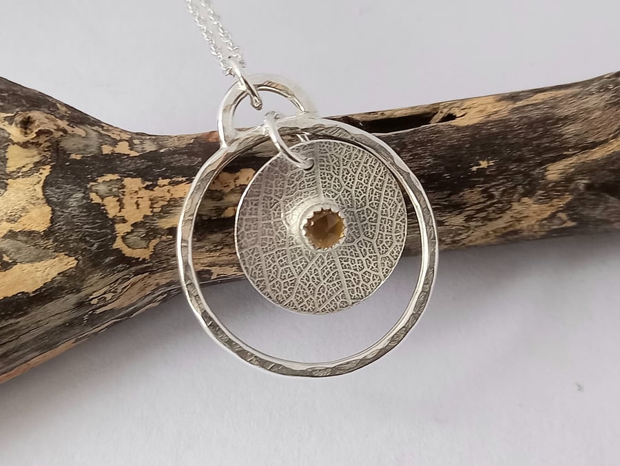silver and citrine circles pendant