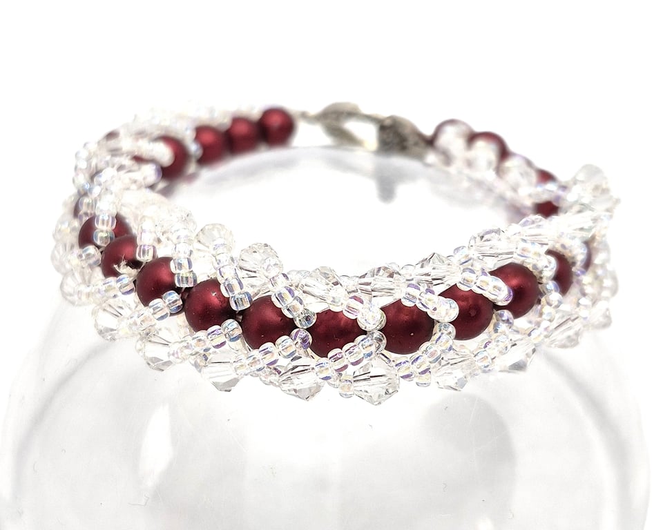 Swarovski pearls and crystals russian spiral bracelet