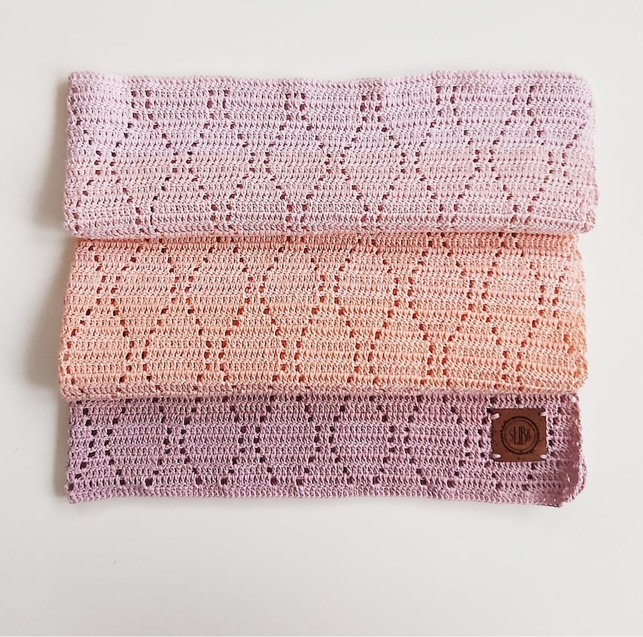 Pink, Peach And Mauve Baby Blanket 