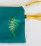 Fern Print Linen Zip-Up Pouch; Makeup Bag; Hand printed Purse  - Image 5