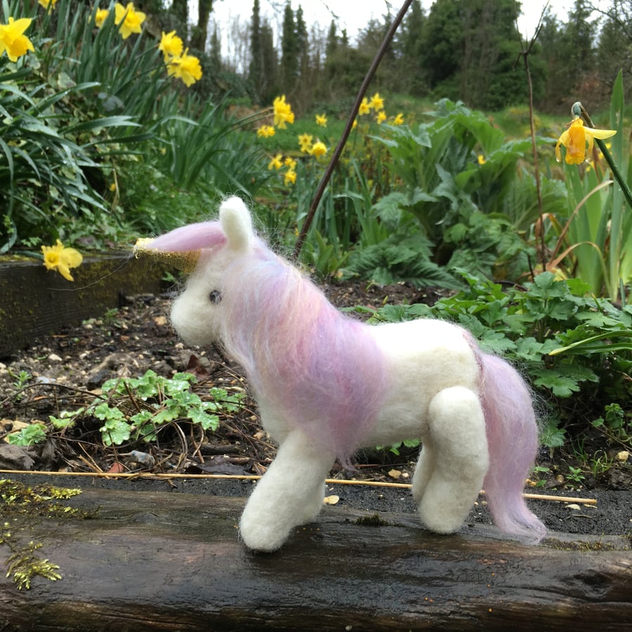 Collectable needle felted unicorn ornament, decoration