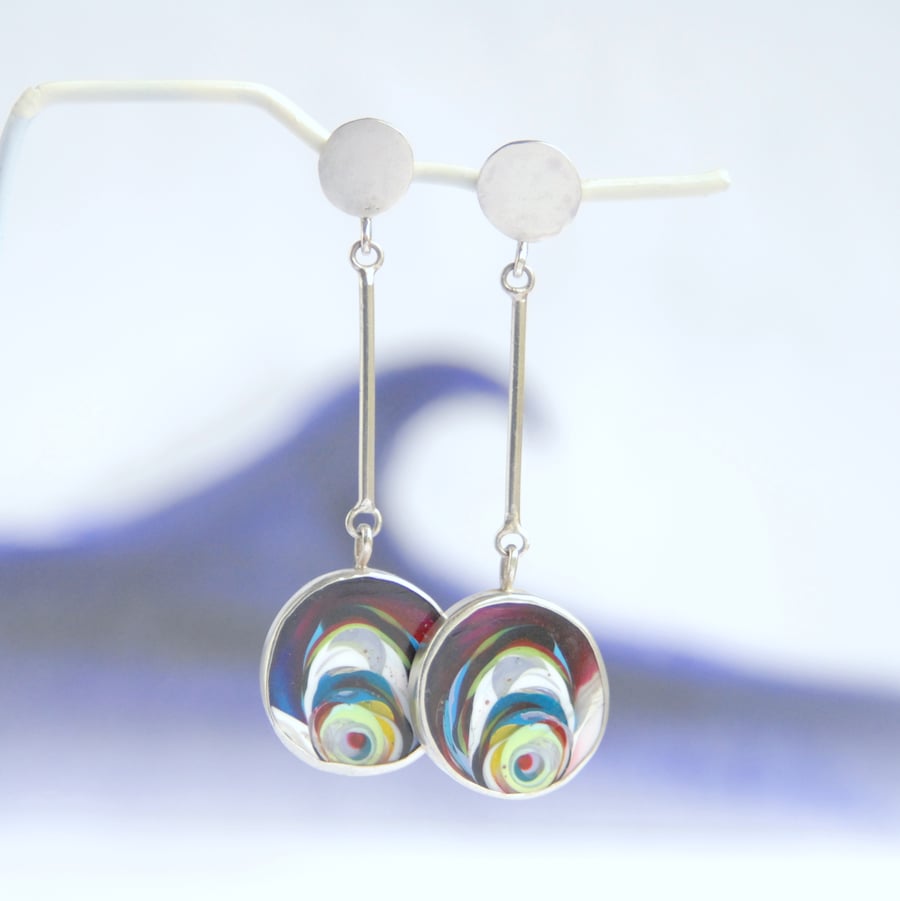 Cornish surfite earrings - stick and discs