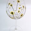 Hand-painted 'Sunflower & bee' design Large wine Glass