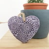 Small Ceramic heart hanging decoration Pottery Heart Purple