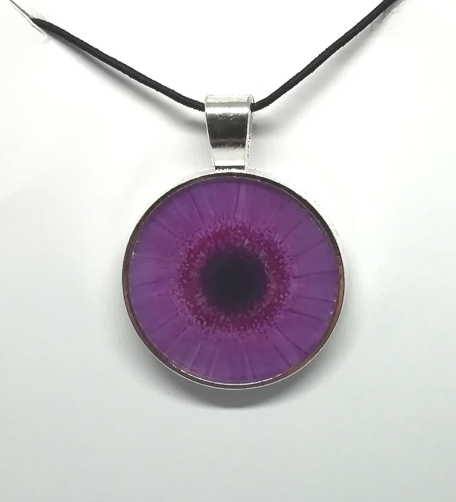 Lilac gerbera flower pendant 