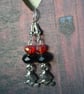 Witch earrings with crystals black and red