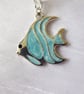 White Ribbon & Cord Adjustable Necklace with Blue Enamelled Angel Fish Pendant - Image 6