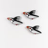 puffin wall decoration, set of 3 flying miniature birds, wooden, hand painted