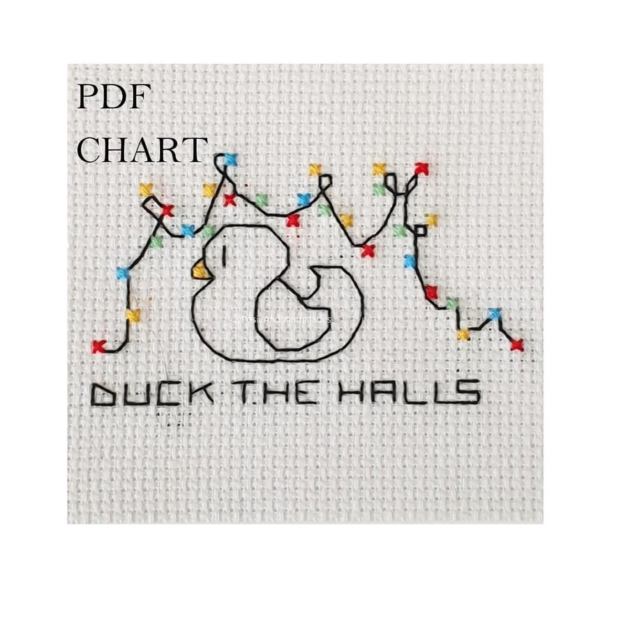 Duck the Halls Christmas Cross Stitch Digital Download PDF Chart