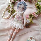 Hettie OOAK Fabric Textile Doll, Cotton Ragdoll, Handmade Pocket Boudoir Doll