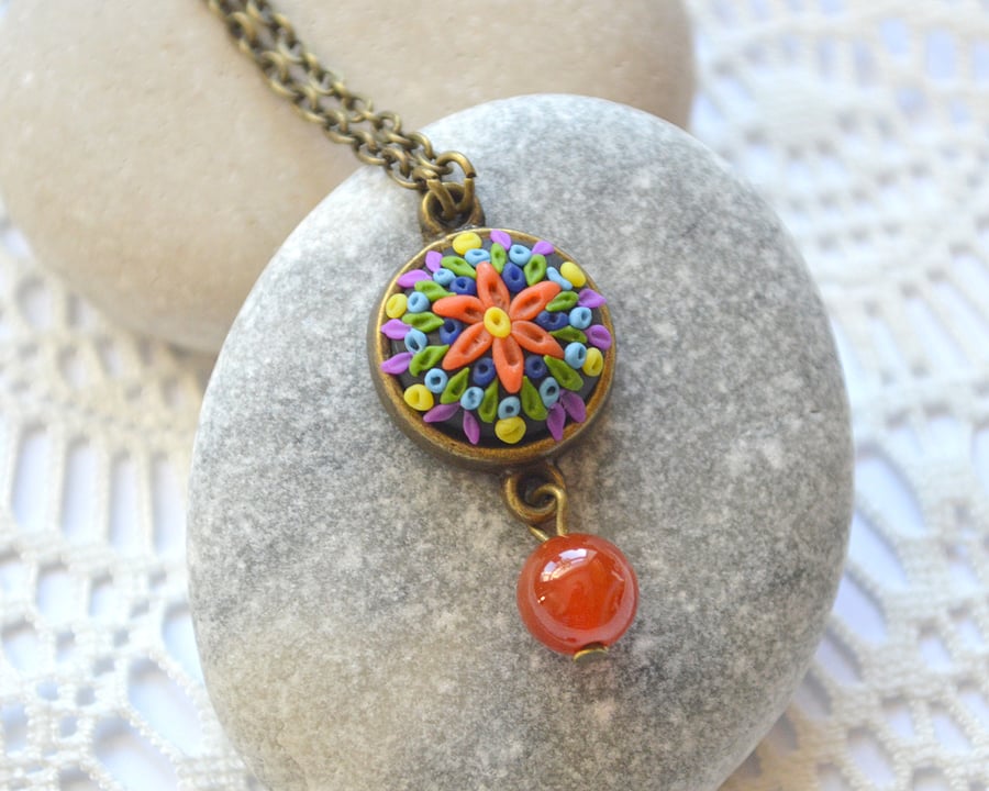 Dainty, Polymer Clay Cabochon Necklace