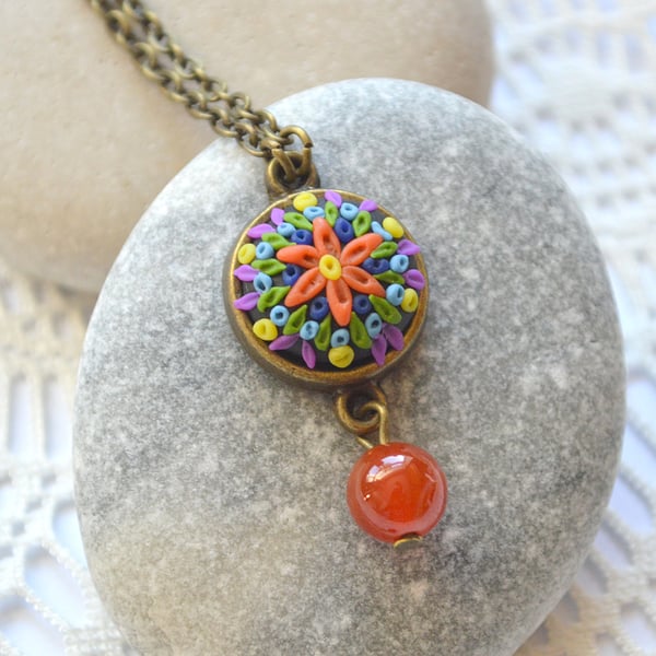 Dainty, Polymer Clay Cabochon Necklace