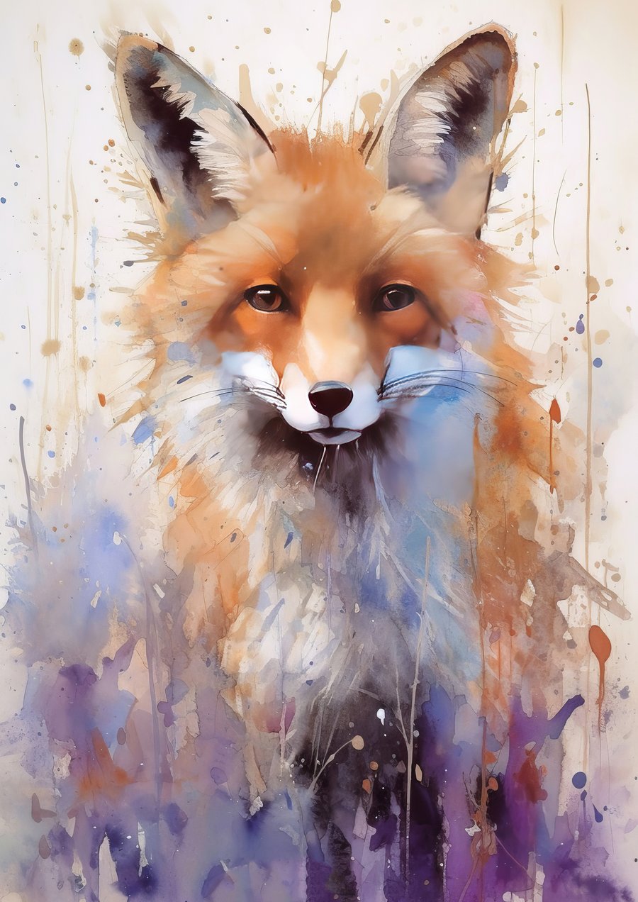 Mystical Fox Watercolor Print - Enchanting 5x7 Art Piece for Woodland Decor