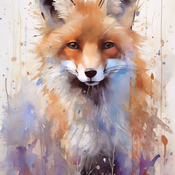 Mystical Fox Watercolor Print - Enchanting 5x7 Art Piece for Woodland Decor