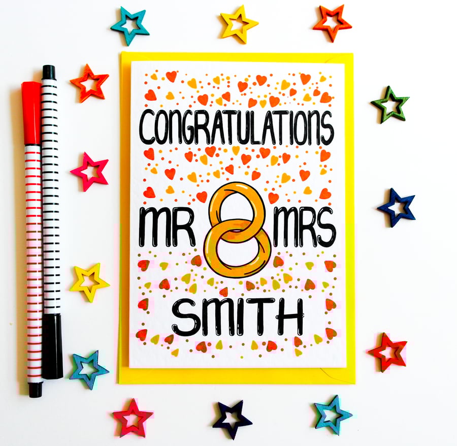 Personalised Wedding Day Card Congratulations Mr And Mrs