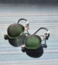 Olive Green Seaham Seaglass Dangling Earrings Sterling Silver 925 - Image 7