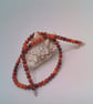 Men's Orange and Brown Glass Bead Necklace, Men's Necklace, Gift for Him - Image 2