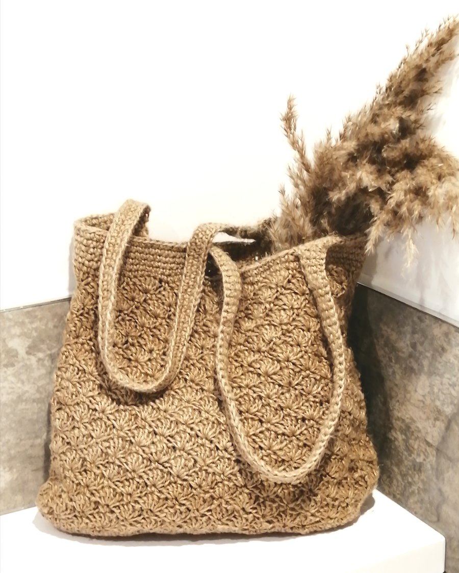 Crocheted Jute Tote Bag