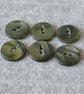 DESTASH: 6 Vintage 23mm Dark Green Pearlescent Swirl Plastic Buttons 