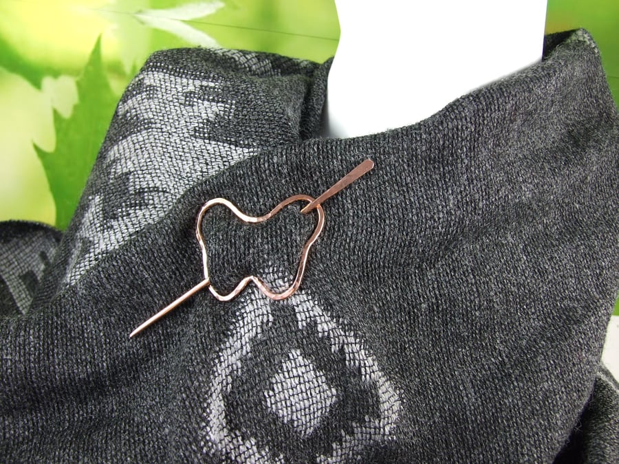 Butterfly Shawl Pin, Copper Butterfly and Pin, Scarf or Cardigan Clasp