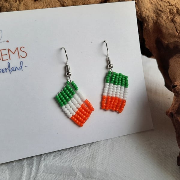 Irish Flag Beadwork Earrings (1)