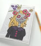 freemotion embroidered spring floral lady zombie A6 sketchbook notebook - Image 1