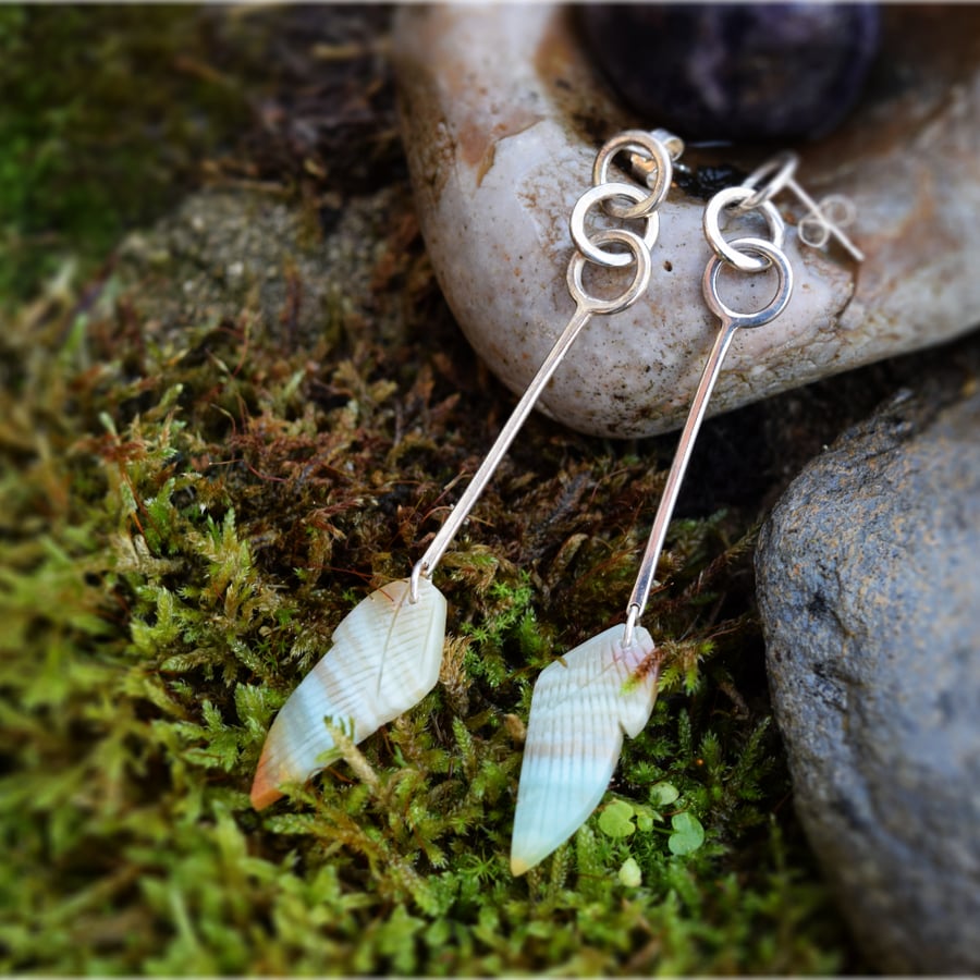 Sterling Silver and Amazonite Wing Earrings