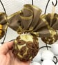 Gold and Bronze Christmas Bauble with Beaded Lace, Ribbon Trim and Flowers - Image 4