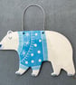 Ceramic Polar Bear with turquoise jumper  Decoration