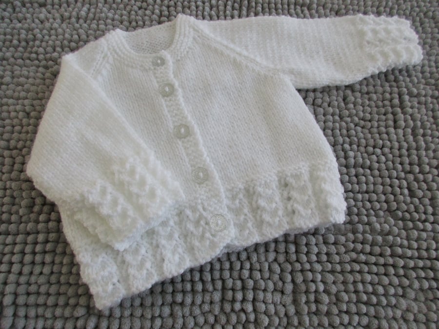 16" White Lace Edge Baby Girls Cardigan