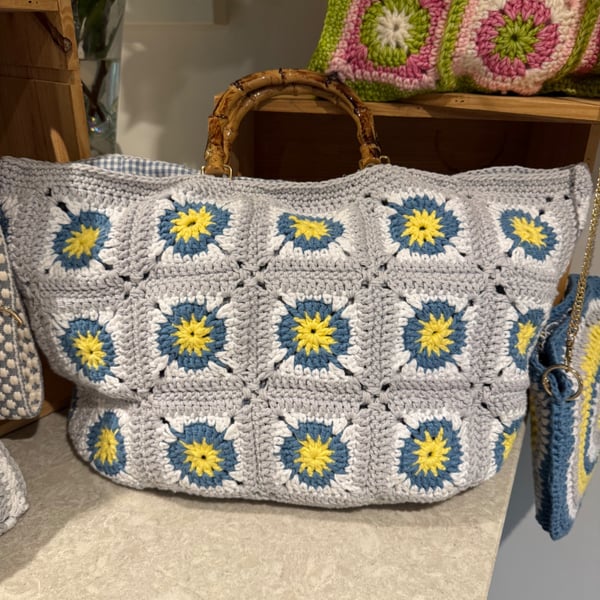 Hand crocheted slouch bag