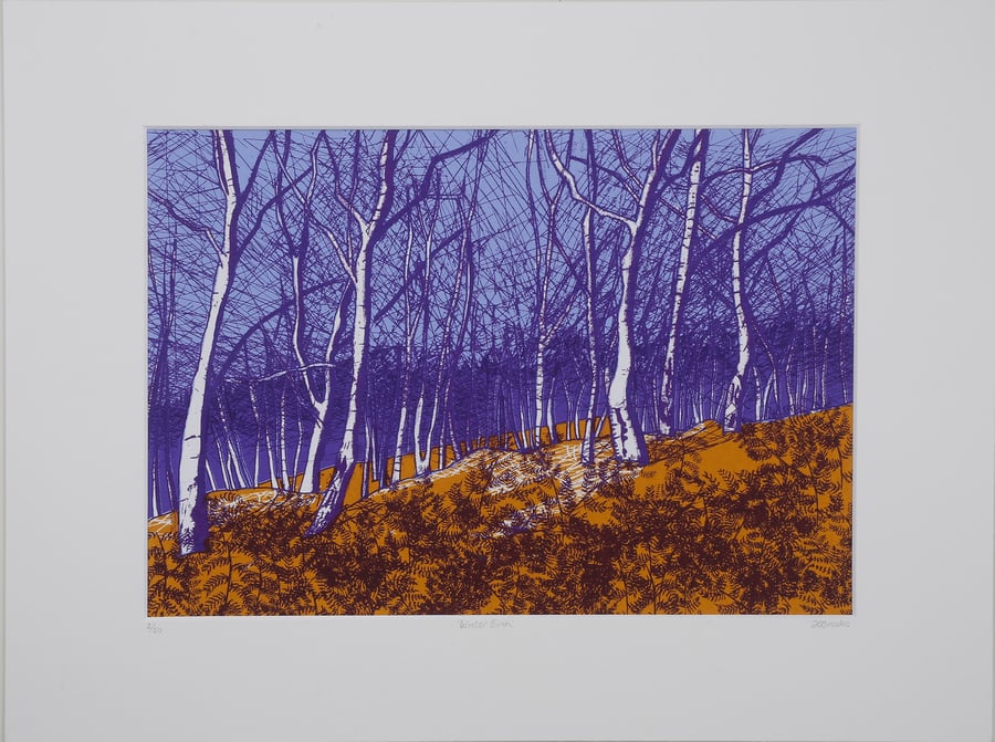 Winter Birch, original hand-pulled screen print