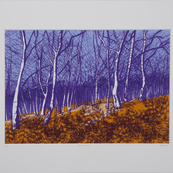 Winter Birch, original hand-pulled screen print