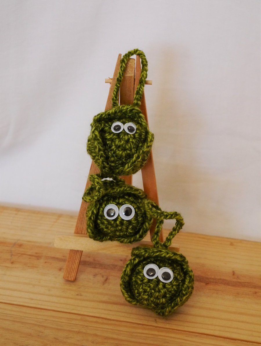 Trio of Crochet Sprouts mixed green shades