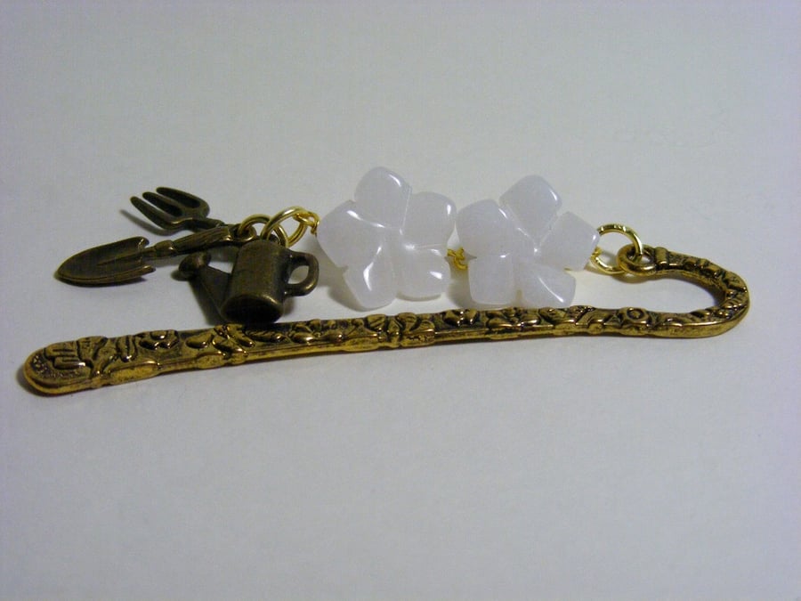 White Quartzite and Garden Tools Charms Bookmark