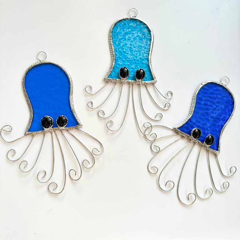 Stained Glass Octopus Suncatcher - Handmade Window Decoration